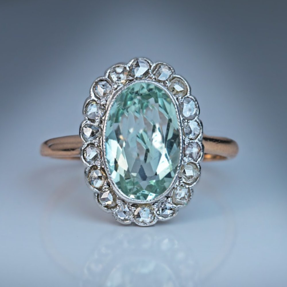 💎 Refine Oval Pure Light Blue Zircon Flower Elegant Rings for Women, MARR9080